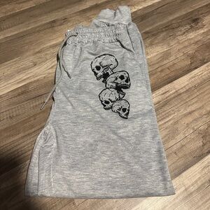 Women’s Grey Sweatpants with skeleton decor joggers